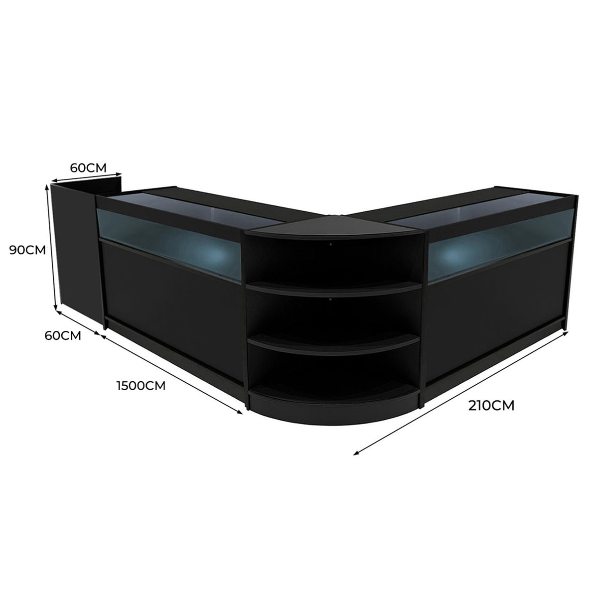 Sagittarius LED Winkel Toonbank Set LM60, TB60 & 2 x B1500 - Zwart