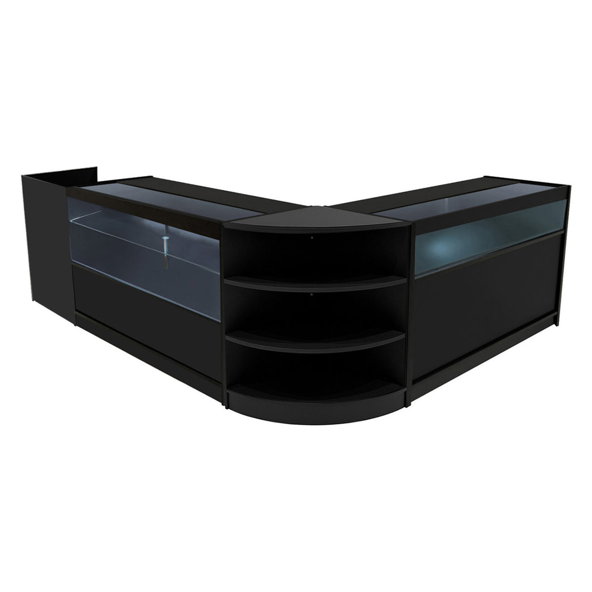 Europa LED Winkel Toonbank Set B1500, C1500, TB60 & LM60 - Zwart