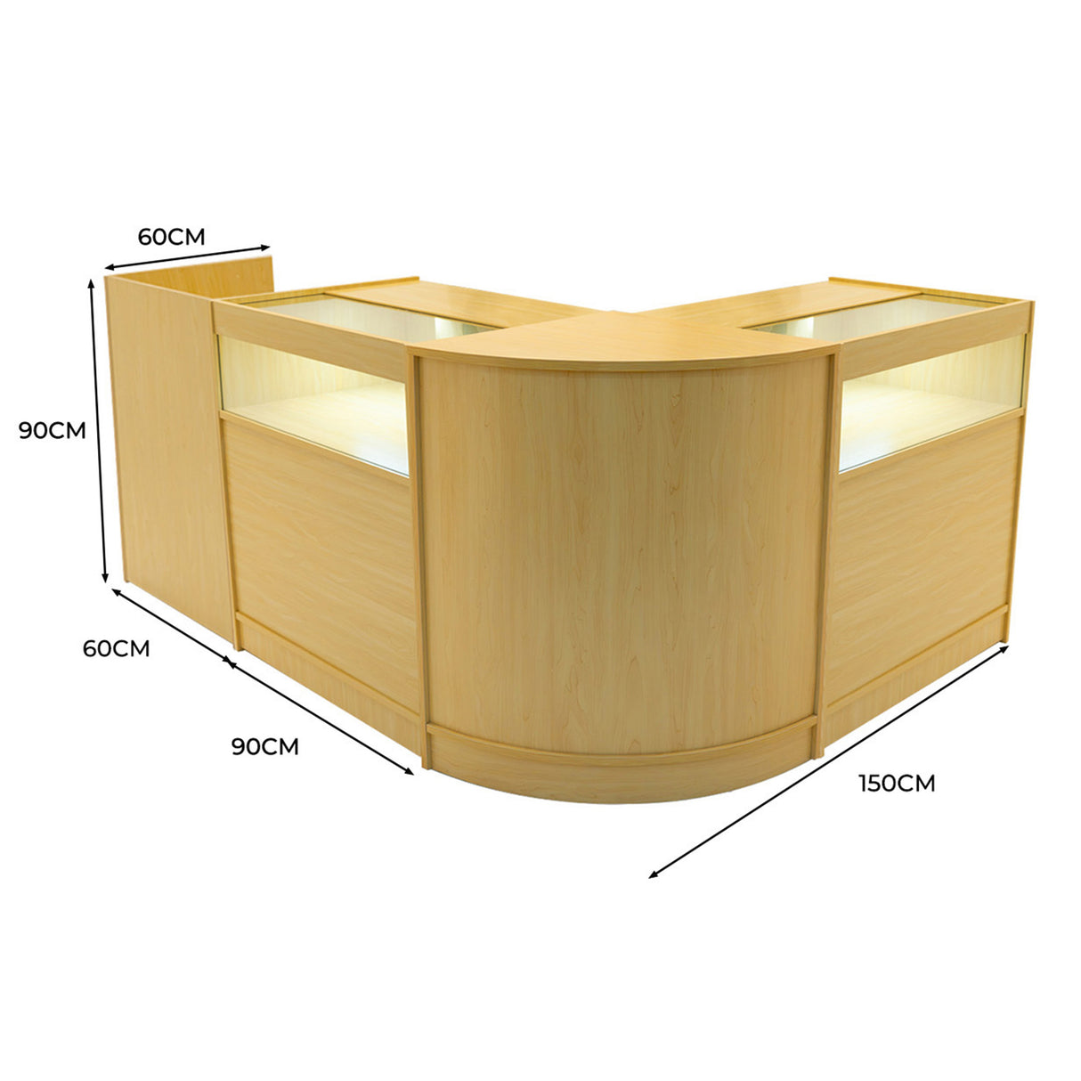 Luna LED Winkel Toonbank Set CM60, TB60 & 2 x B900 - Esdoorn