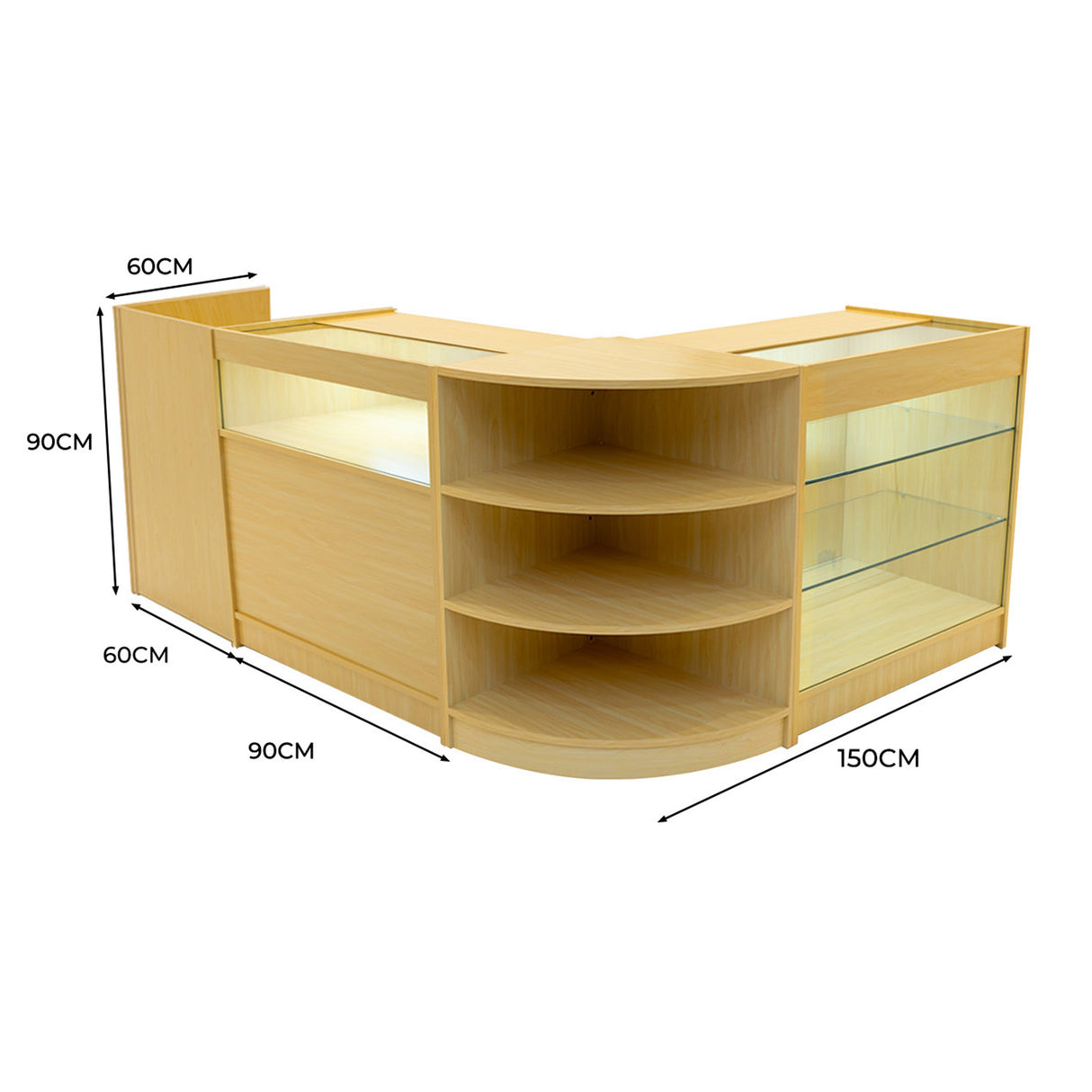 Hyperion LED Winkel Toonbank Set K900, B900, TB60 & LM60 - Esdoorn
