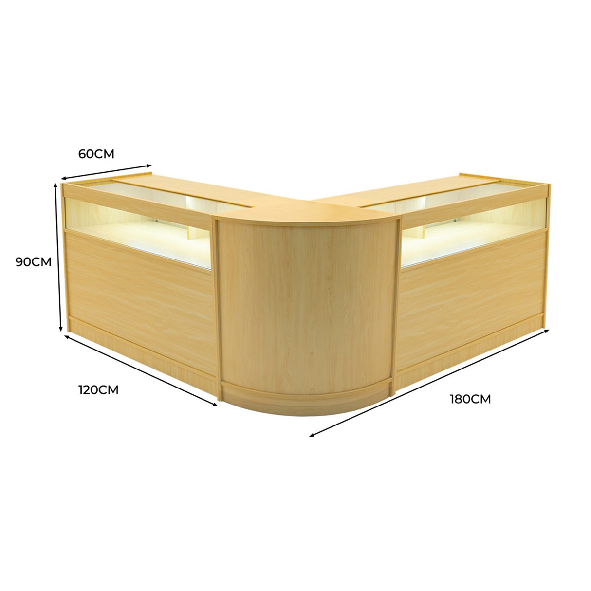 Iris LED Winkel Toonbank Set CM60 & 2 x B1200 - Esdoorn