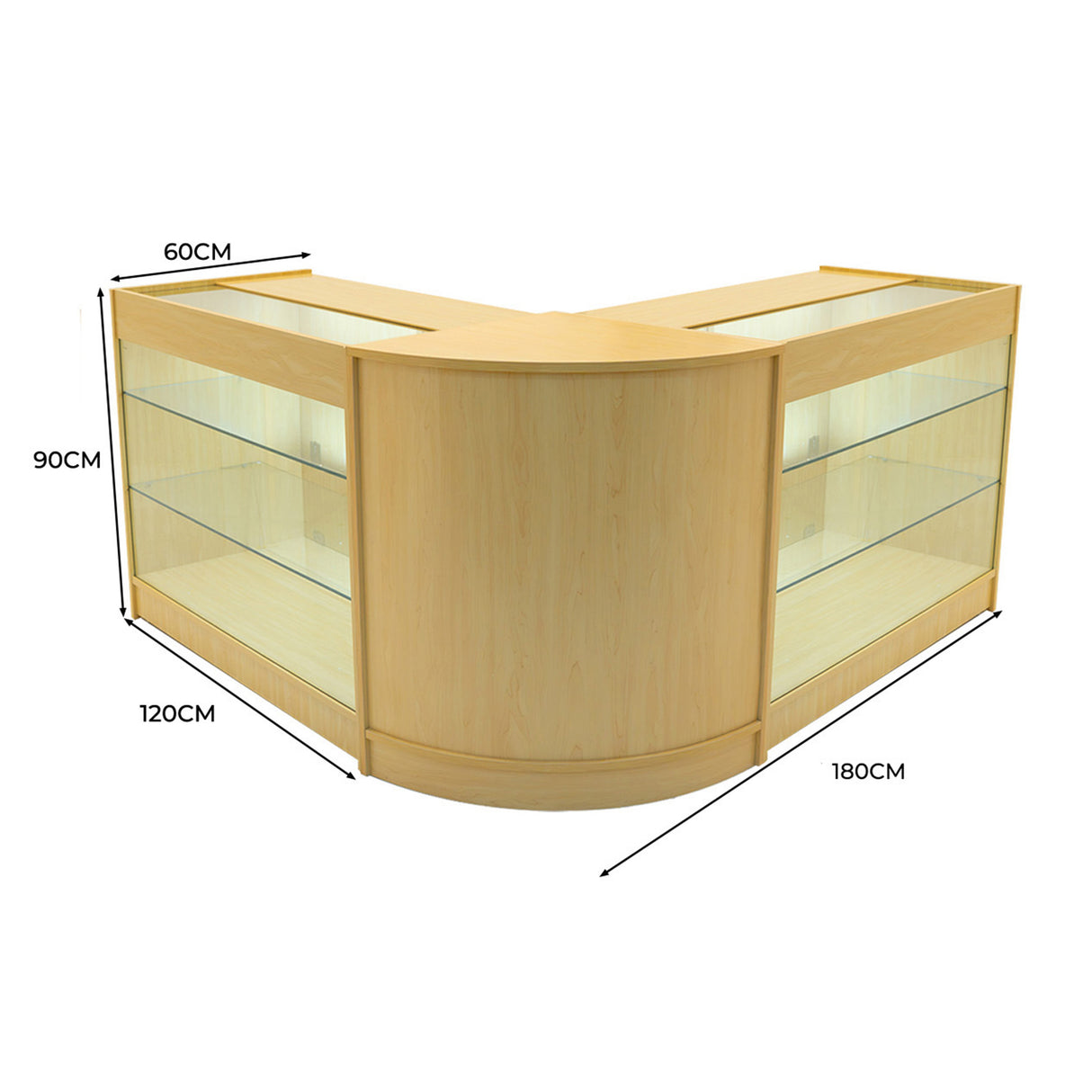 Helios LED Winkel Toonbank Set CM60 & 2 x K1200 - Esdoorn