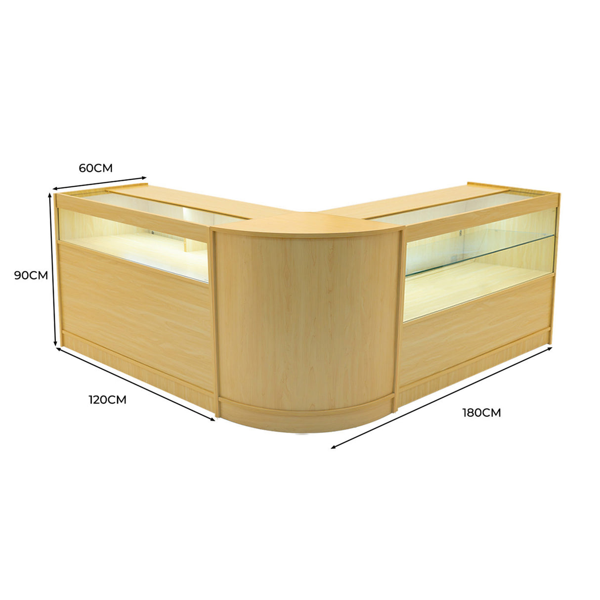 Adonis LED Winkel Toonbank Set B1200, C1200 & CM60 - Esdoorn