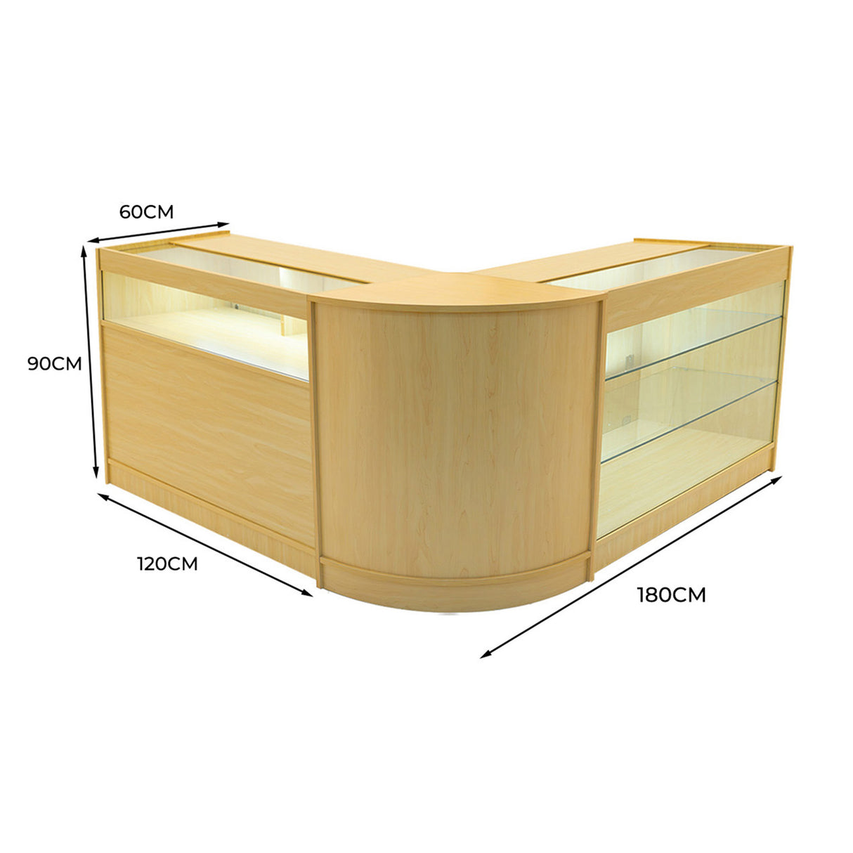 Triton LED Winkel Toonbank Set K1200, B1200 & CM60 - Esdoorn