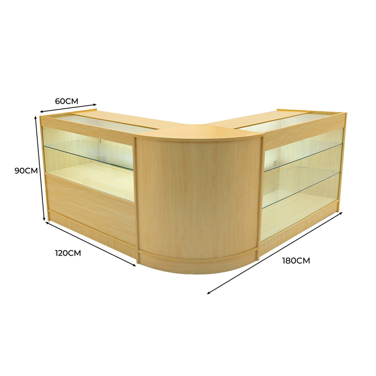 Hera LED Winkel Toonbank Set K1200, C1200 & CM60 - Esdoorn