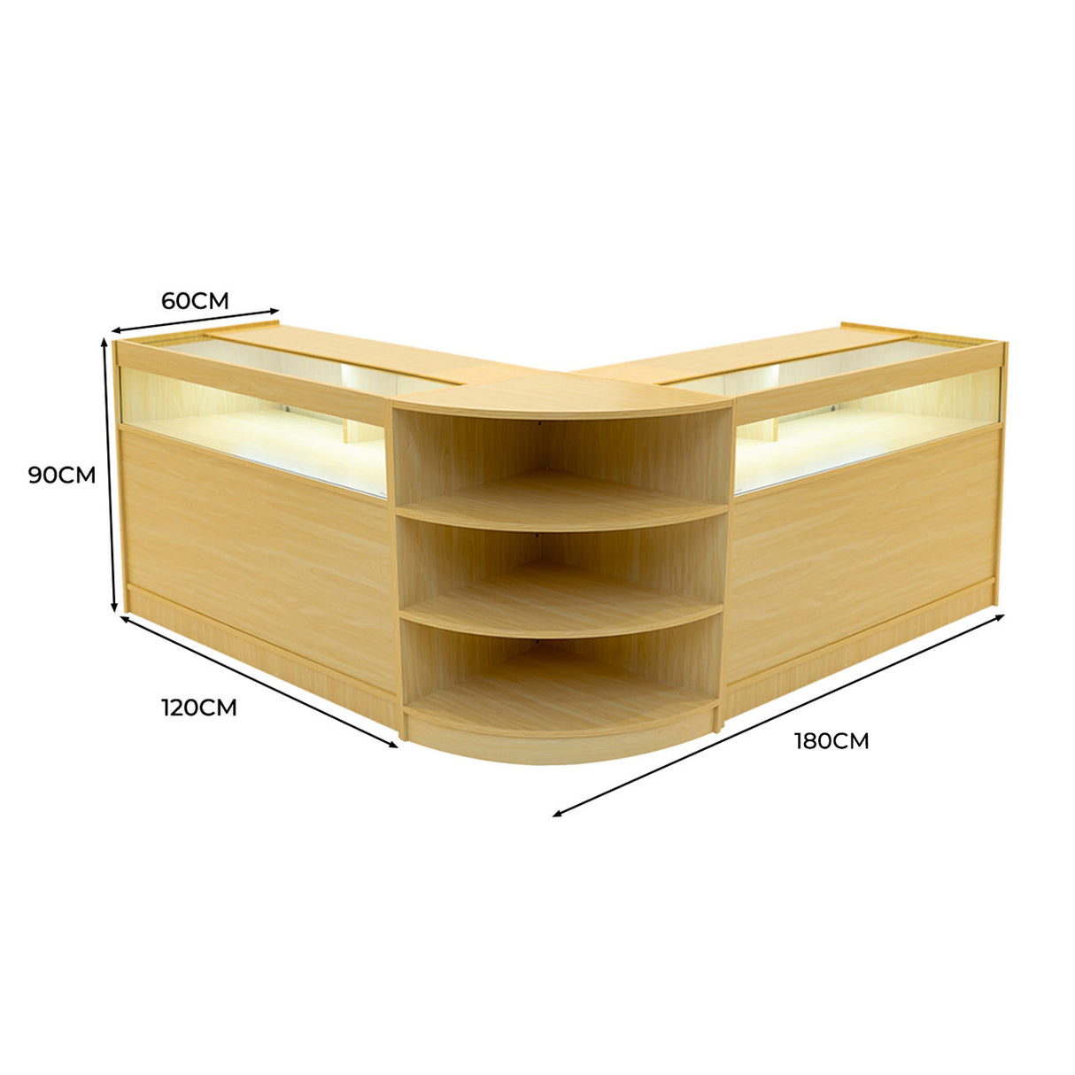 Theseus LED Winkel Toonbank Set LM60 & 2 x B1200 - Esdoorn