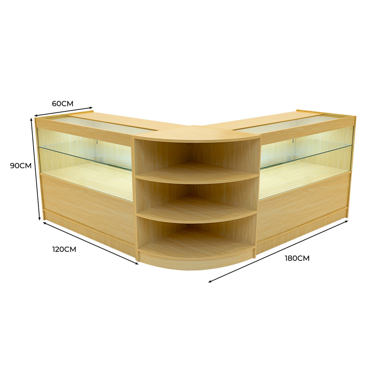 Andromeda LED Winkel Toonbank Set LM60 & 2 x C1200 - Esdoorn