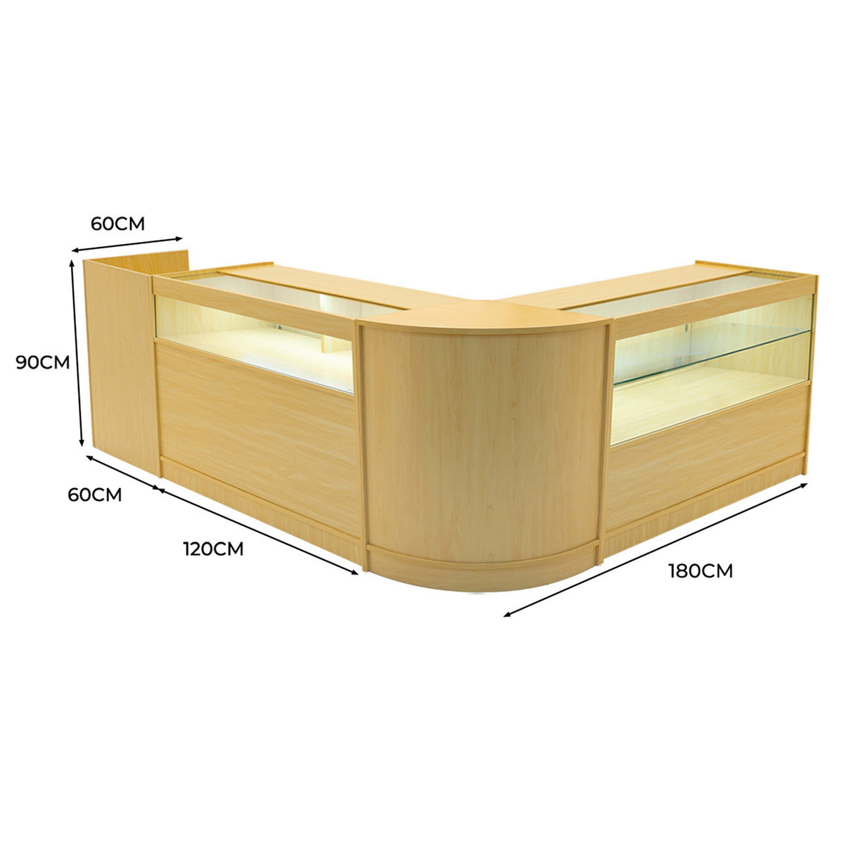 Gravity LED Winkel Toonbank Set B1200, C1200, TB60 & CM60 - Esdoorn