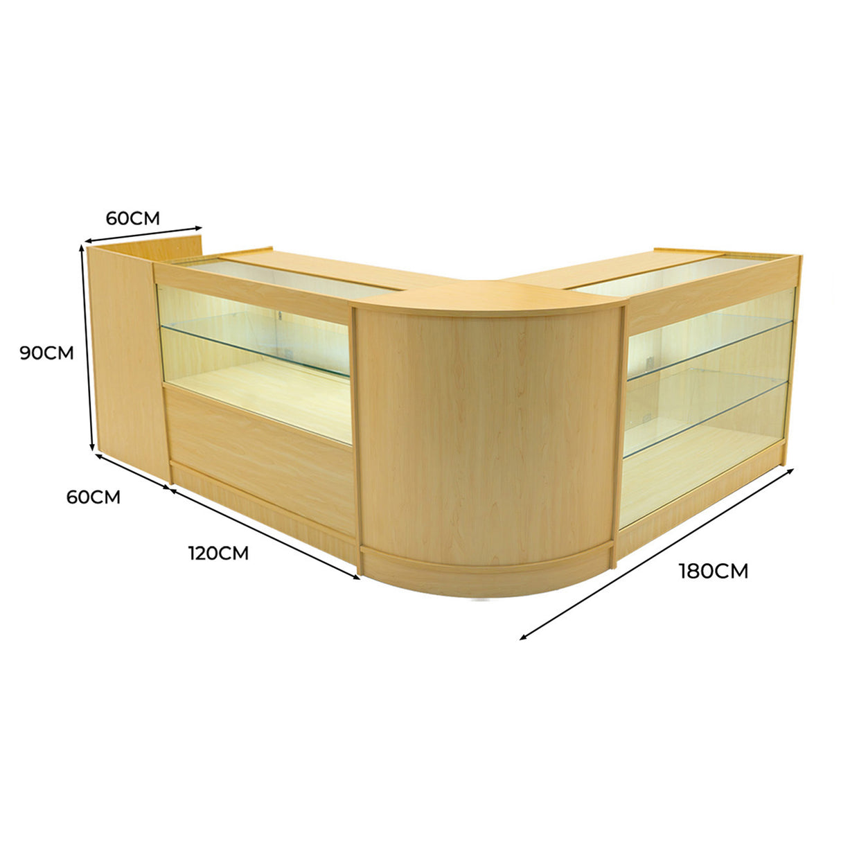 Vega LED Winkel Toonbank Set K1200, C1200, TB60 & CM60 - Esdoorn