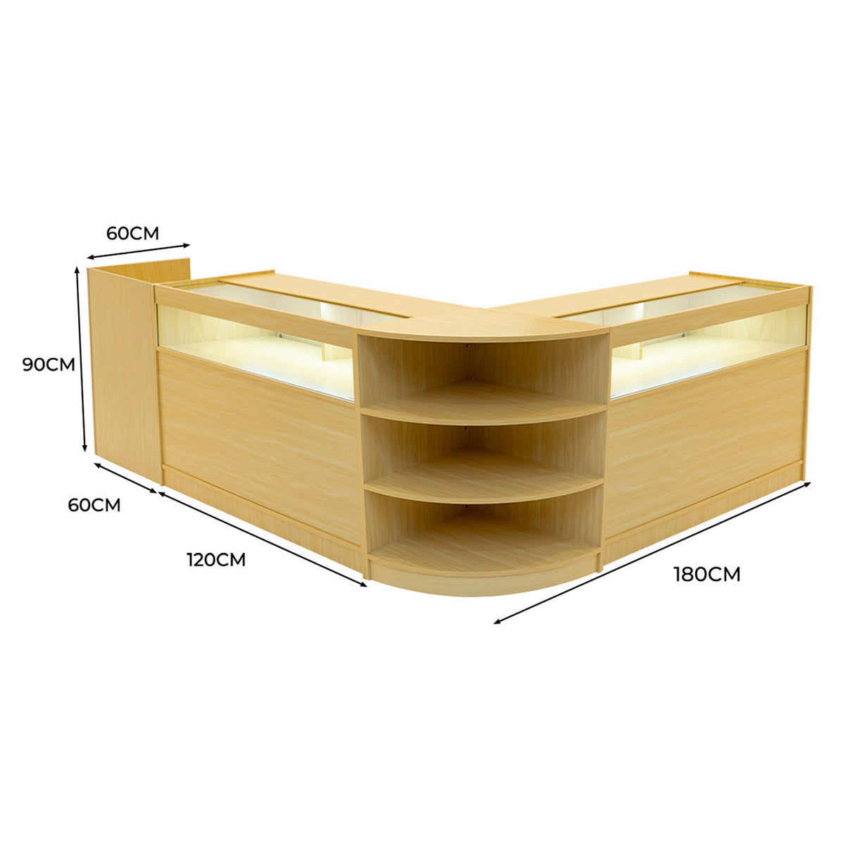 Sagittarius LED Winkel Toonbank Set LM60, TB60 & 2 x B1200 - Esdoorn