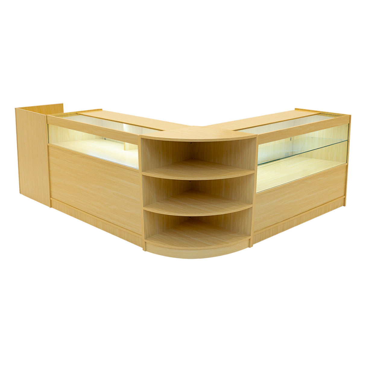 Europa LED Winkel Toonbank Set B1200, C1200, TB60 & LM60 - Esdoorn