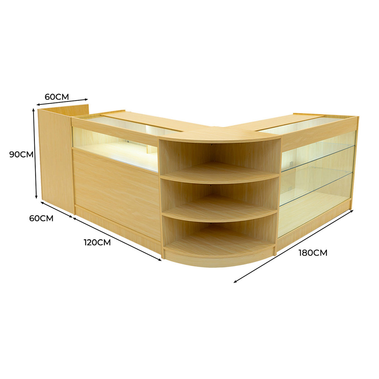 Hyperion LED Winkel Toonbank Set K1200, B1200, TB60 & LM60 - Esdoorn