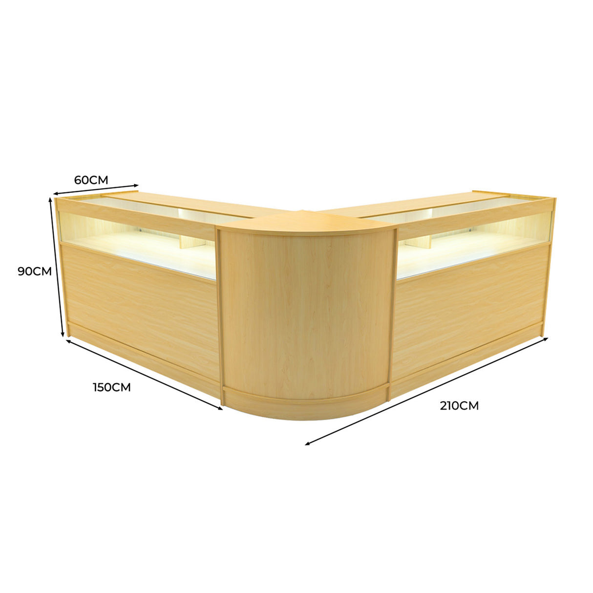 Iris LED Winkel Toonbank Set CM60 & 2 x B1500 - Esdoorn
