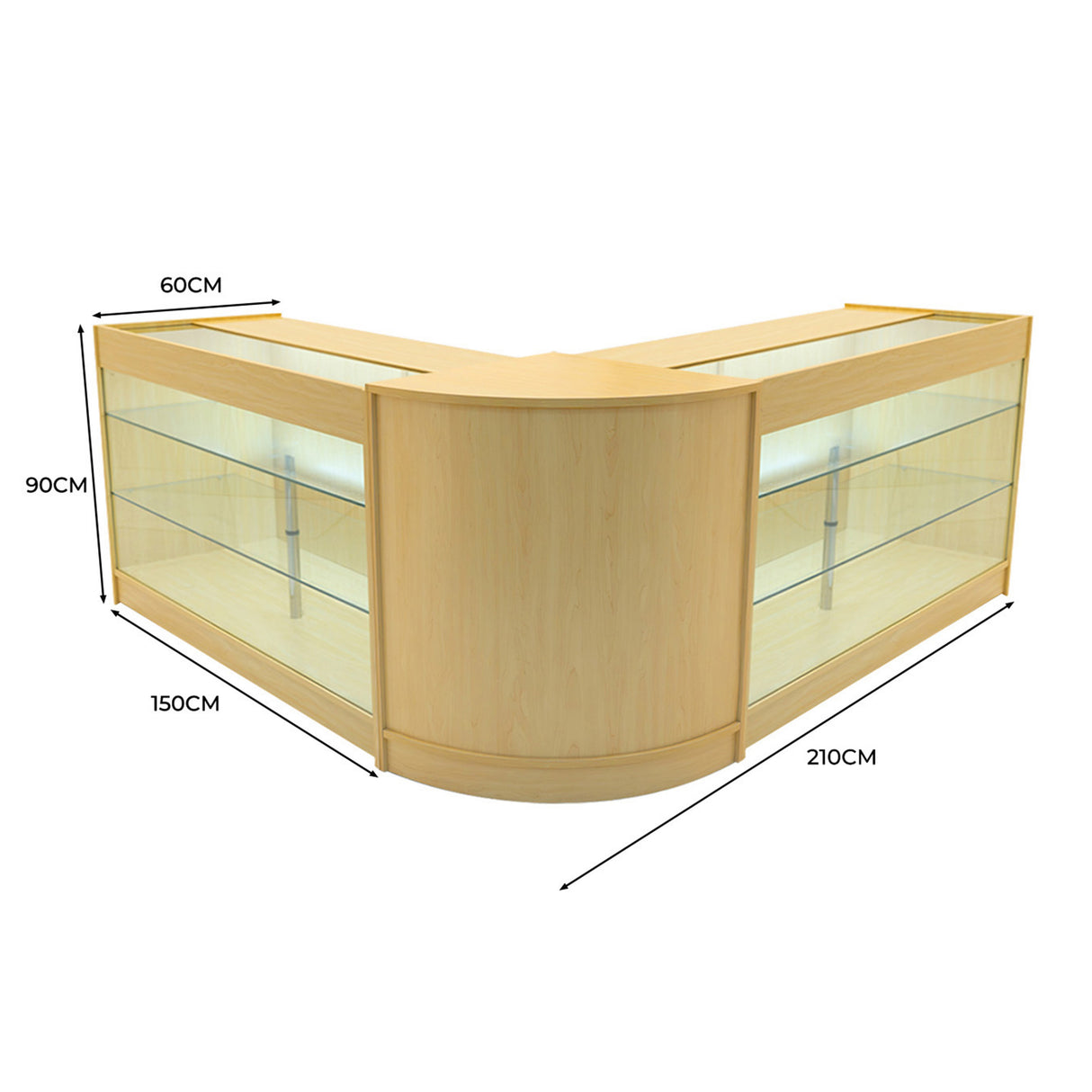 Helios LED Winkel Toonbank Set CM60 & 2 x K1500 - Esdoorn