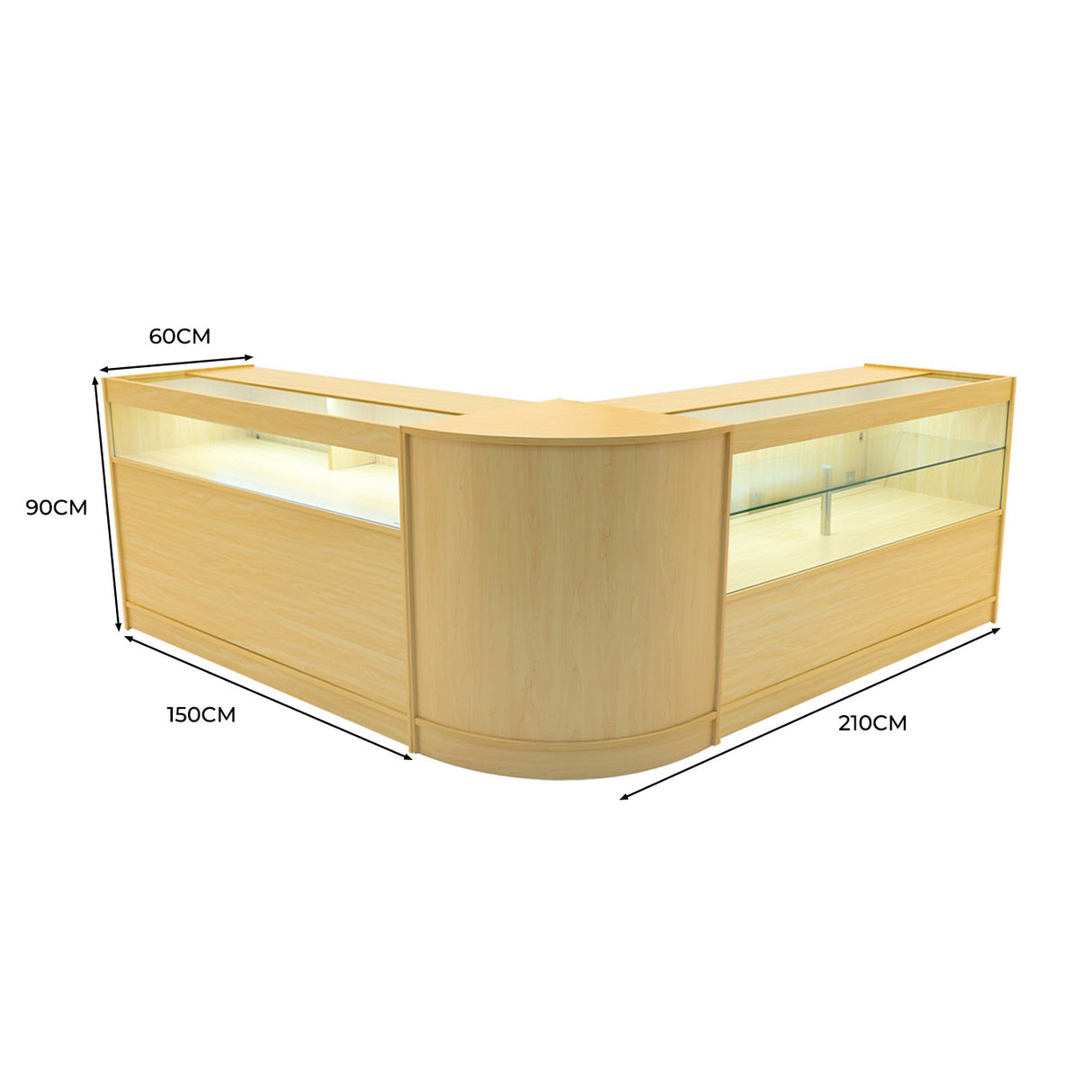 Adonis LED Winkel Toonbank Set B1500, C1500 & CM60 - Esdoorn