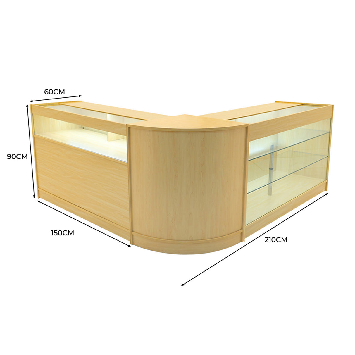 Triton LED Winkel Toonbank Set K1500, B1500 & CM60 - Esdoorn