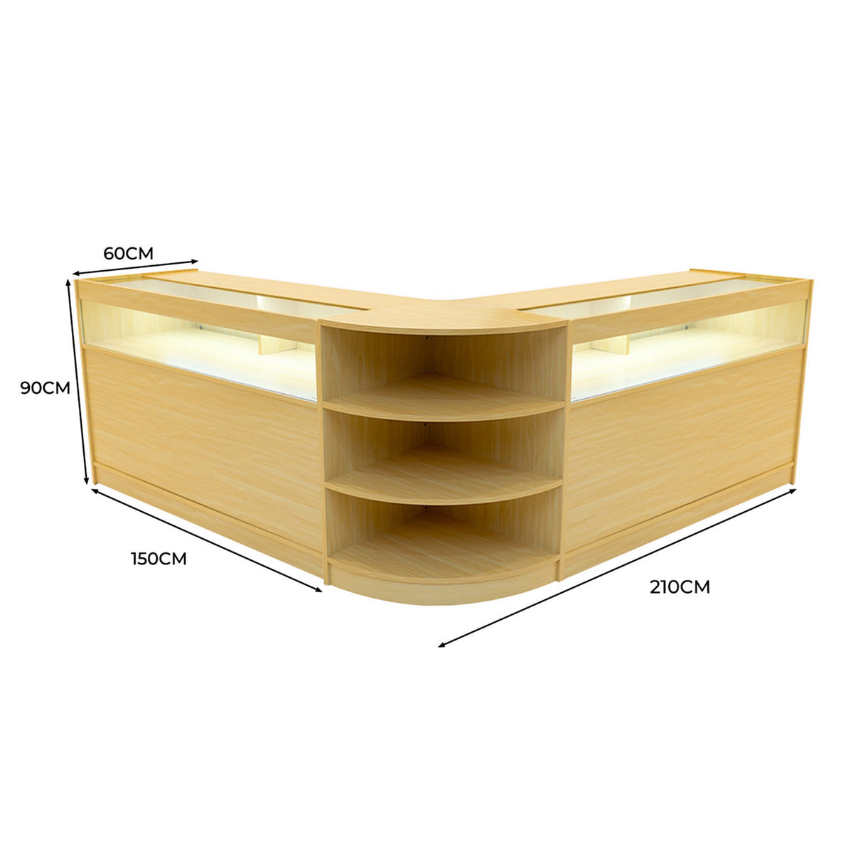 Theseus LED Winkel Toonbank Set LM60 & 2 x B1500 - Esdoorn