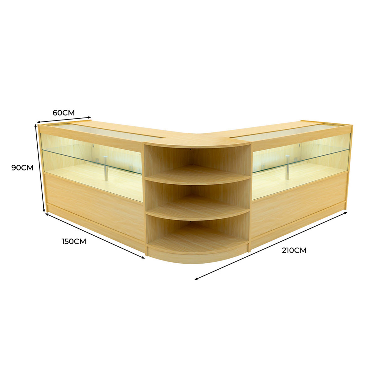Andromeda LED Winkel Toonbank Set LM60 & 2 x C1500 - Esdoorn