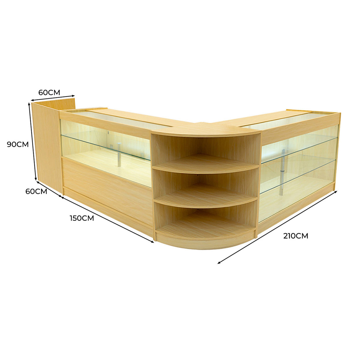 Theia LED Winkel Toonbank Set K1500, C1500, TB60 & LM60 - Esdoorn