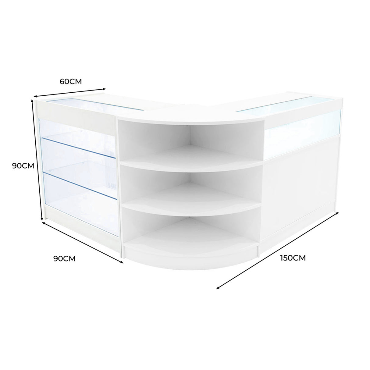 Demeter LED Winkel Toonbank Set K900, B900 & LM60 - Wit