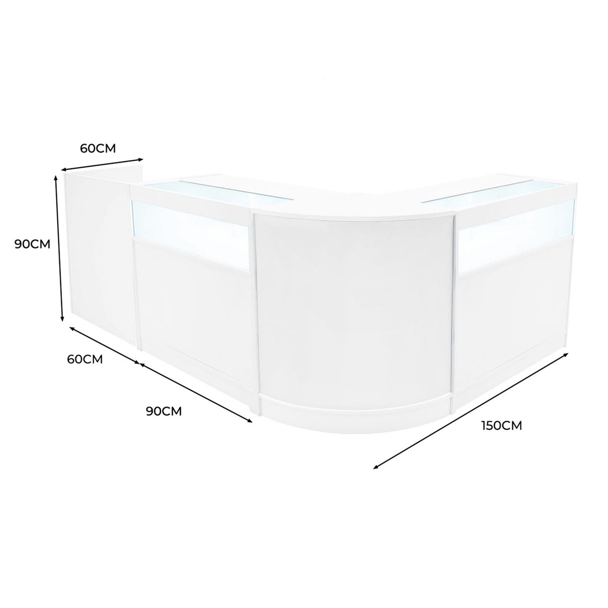 Luna LED Winkel Toonbank Set CM60, TB60 & 2 x B900 - Wit
