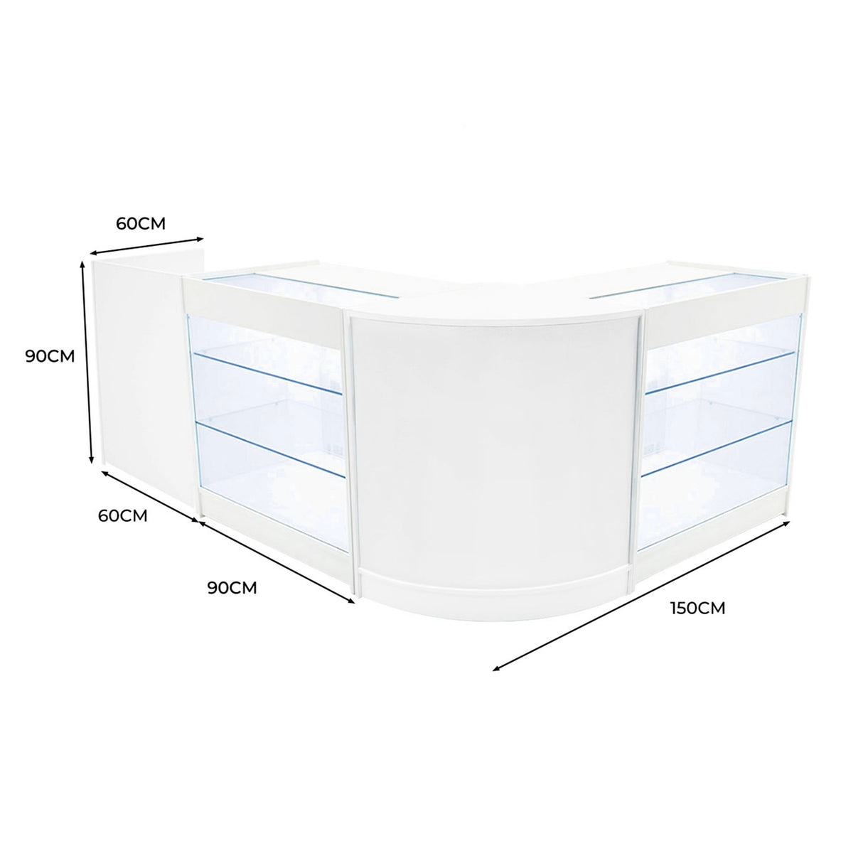 Aries LED Winkel Toonbank Set CM60, TB60 & 2 x K900 - Wit