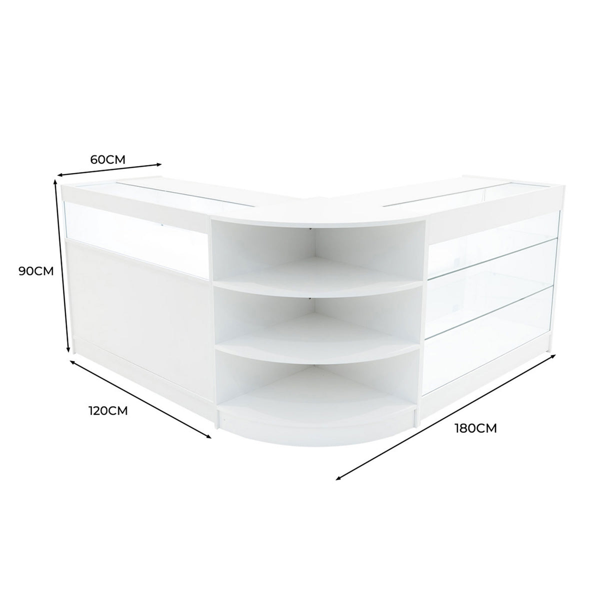 Demeter LED Winkel Toonbank Set K1200, B1200 & LM60 - Wit