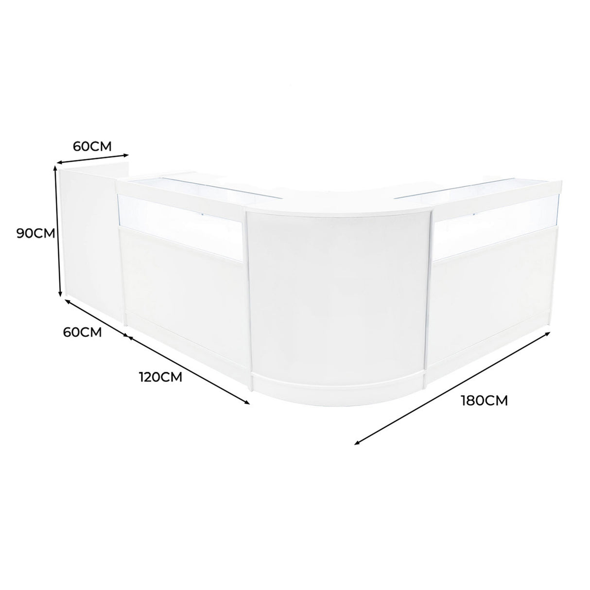 Luna LED Winkel Toonbank Set CM60, TB60 & 2 x B1200 - Wit