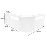 Luna LED Winkel Toonbank Set CM60, TB60 & 2 x B1200 - Wit