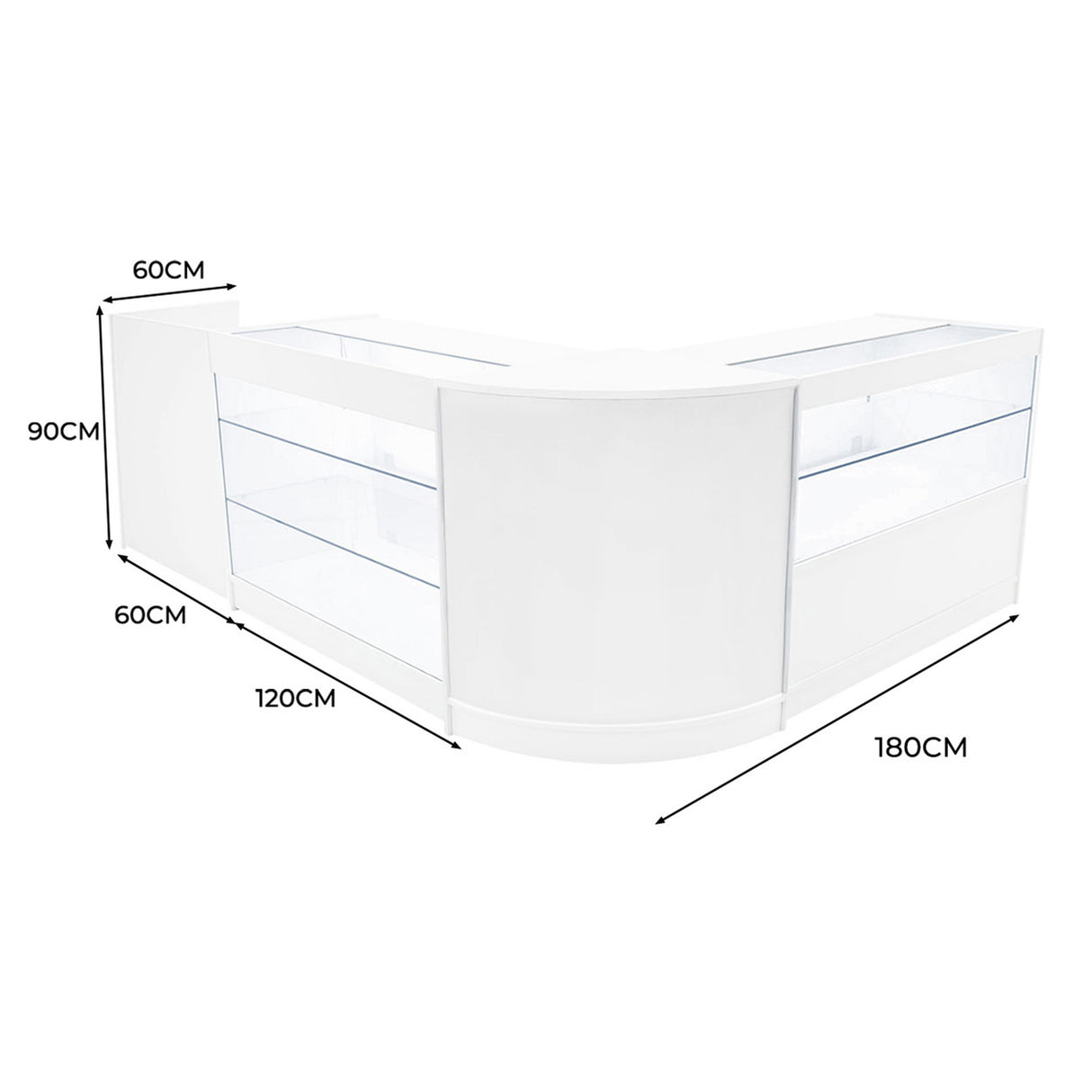 Vega LED Winkel Toonbank Set K1200, C1200, TB60 & CM60 - Wit