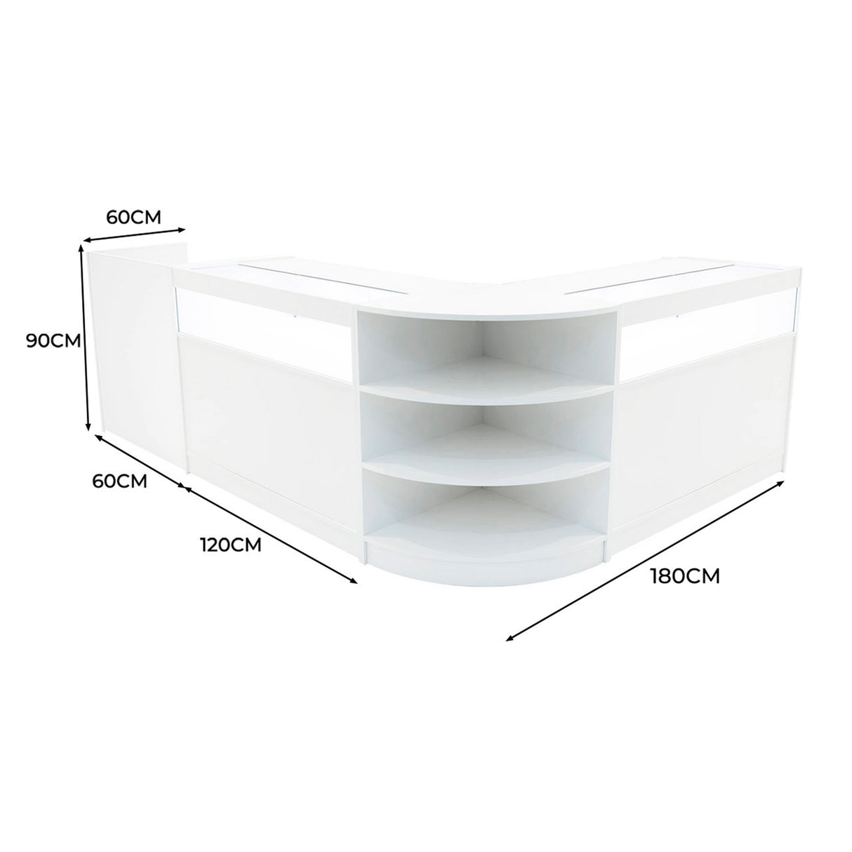 Sagittarius LED Winkel Toonbank Set LM60, TB60 & 2 x B1200 - Wit