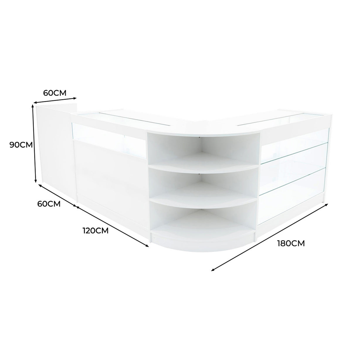 Hyperion LED Winkel Toonbank Set K1200, B1200, TB60 & LM60 - Wit