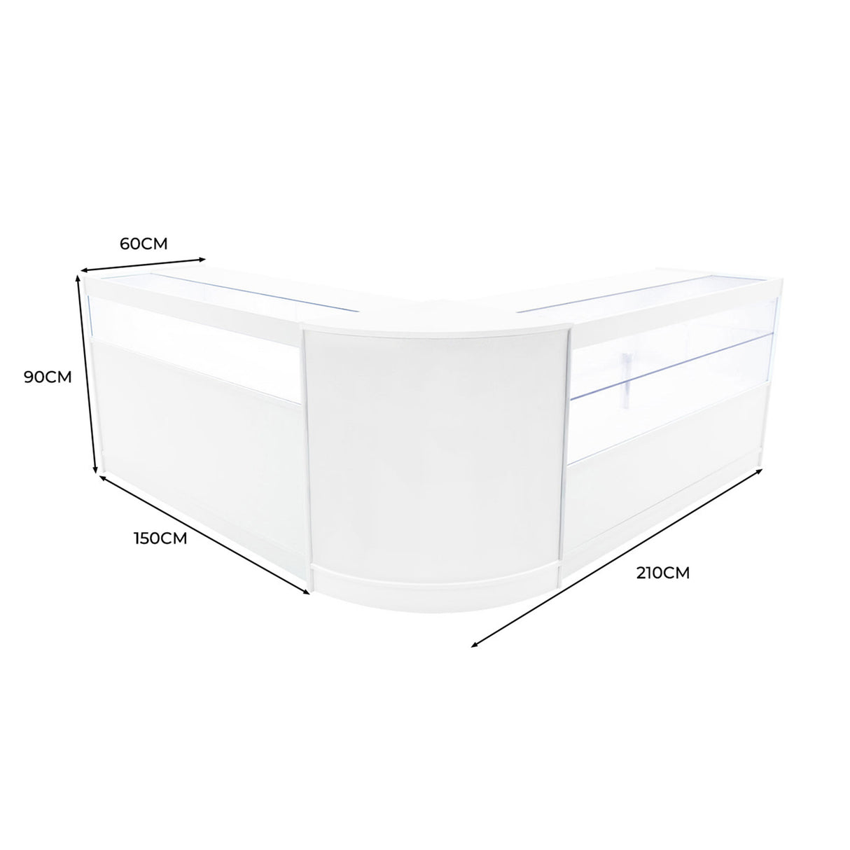 Adonis LED Winkel Toonbank Set B1500, C1500 & CM60 - Wit