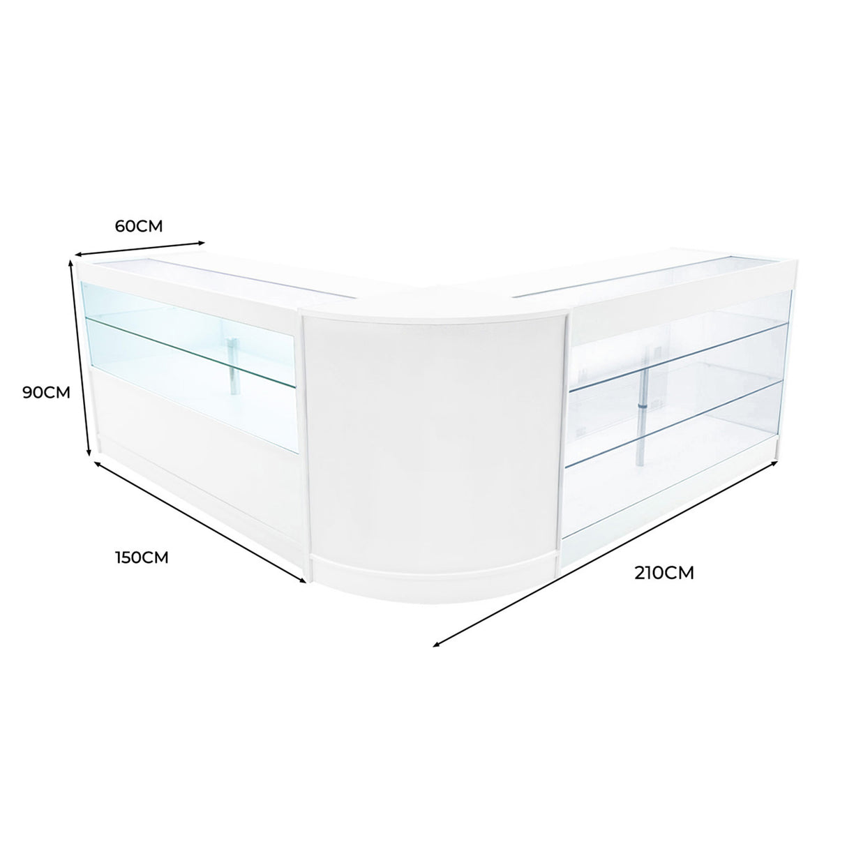 Hera LED Winkel Toonbank Set K1500, C1500 & CM60 - Wit