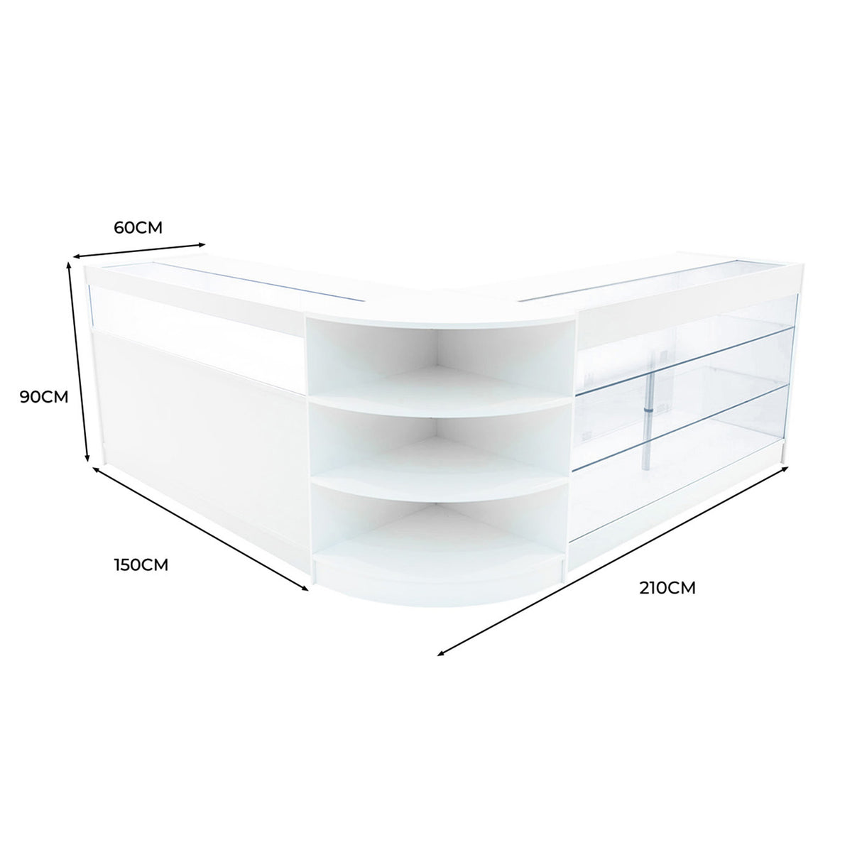 Demeter LED Winkel Toonbank Set K1500, B1500 & LM60 - Wit