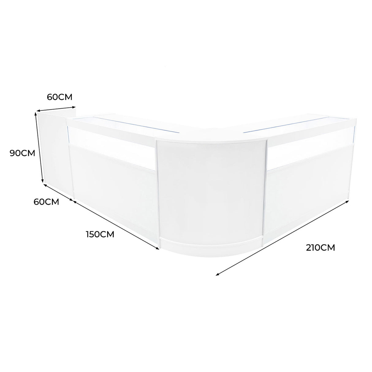 Luna LED Winkel Toonbank Set CM60, TB60 & 2 x B1500 - Wit