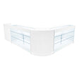 Moderne witte LED winkeltoonbankset met glazen planken, inclusief twee K1500 units voor een strakke en stijlvolle presentatie