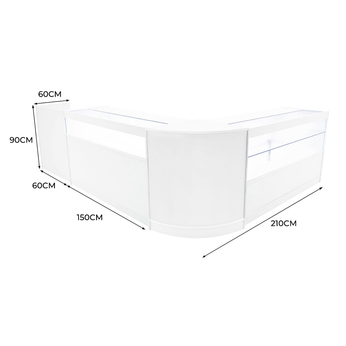 Gravity LED Winkel Toonbank Set B1500, C1500, TB60 & CM60 - Wit