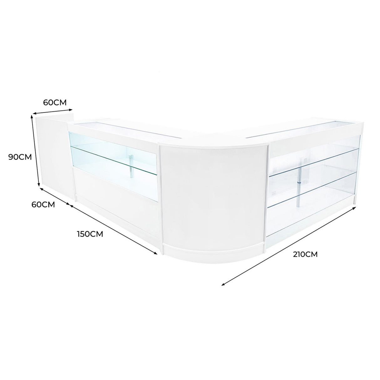 Vega LED Winkel Toonbank Set K1500, C1500, TB60 & CM60 - Wit