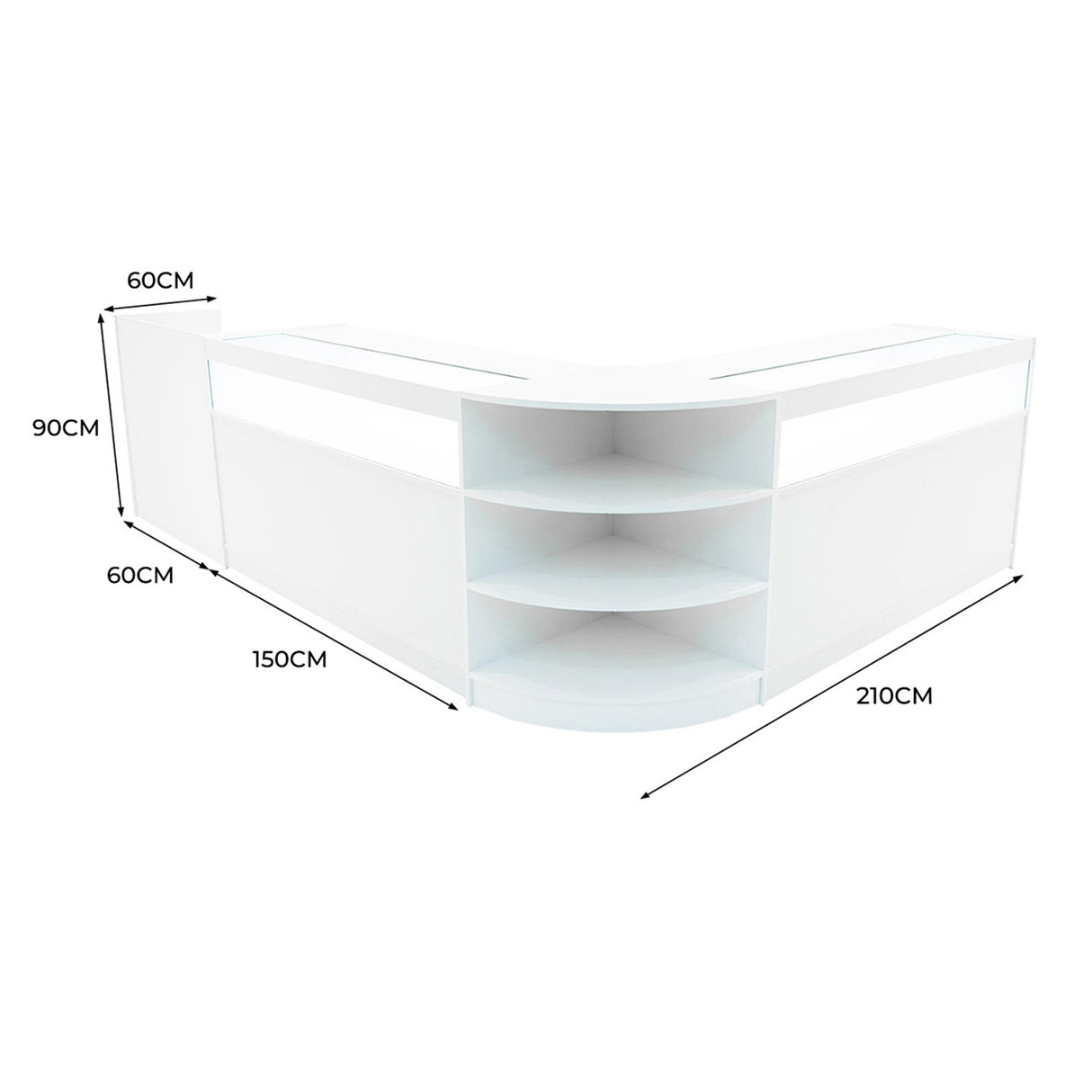 Sagittarius LED Winkel Toonbank Set LM60, TB60 & 2 x B1500 - Wit