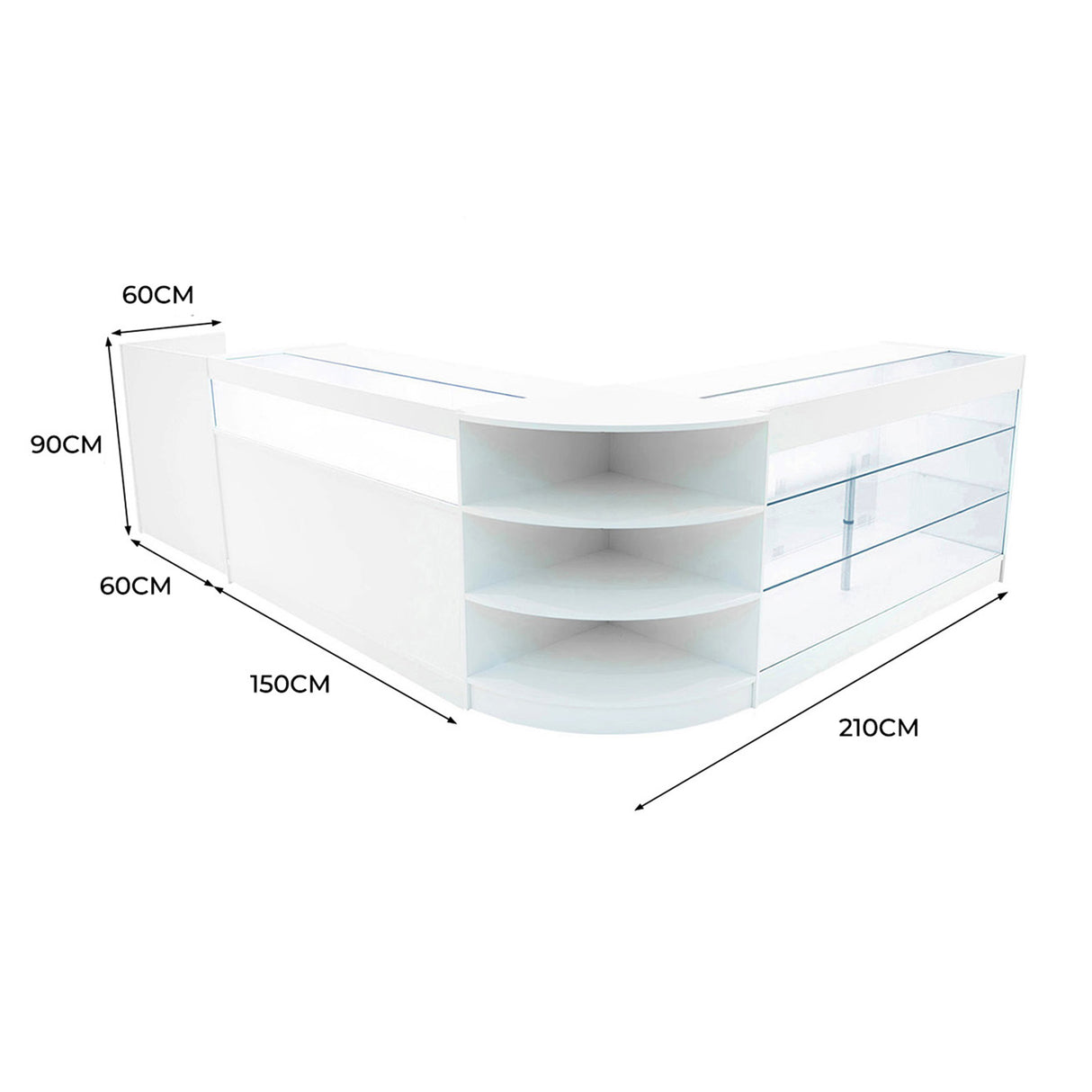 Hyperion LED Winkel Toonbank Set K1500, B1500, TB60 & LM60 - Wit