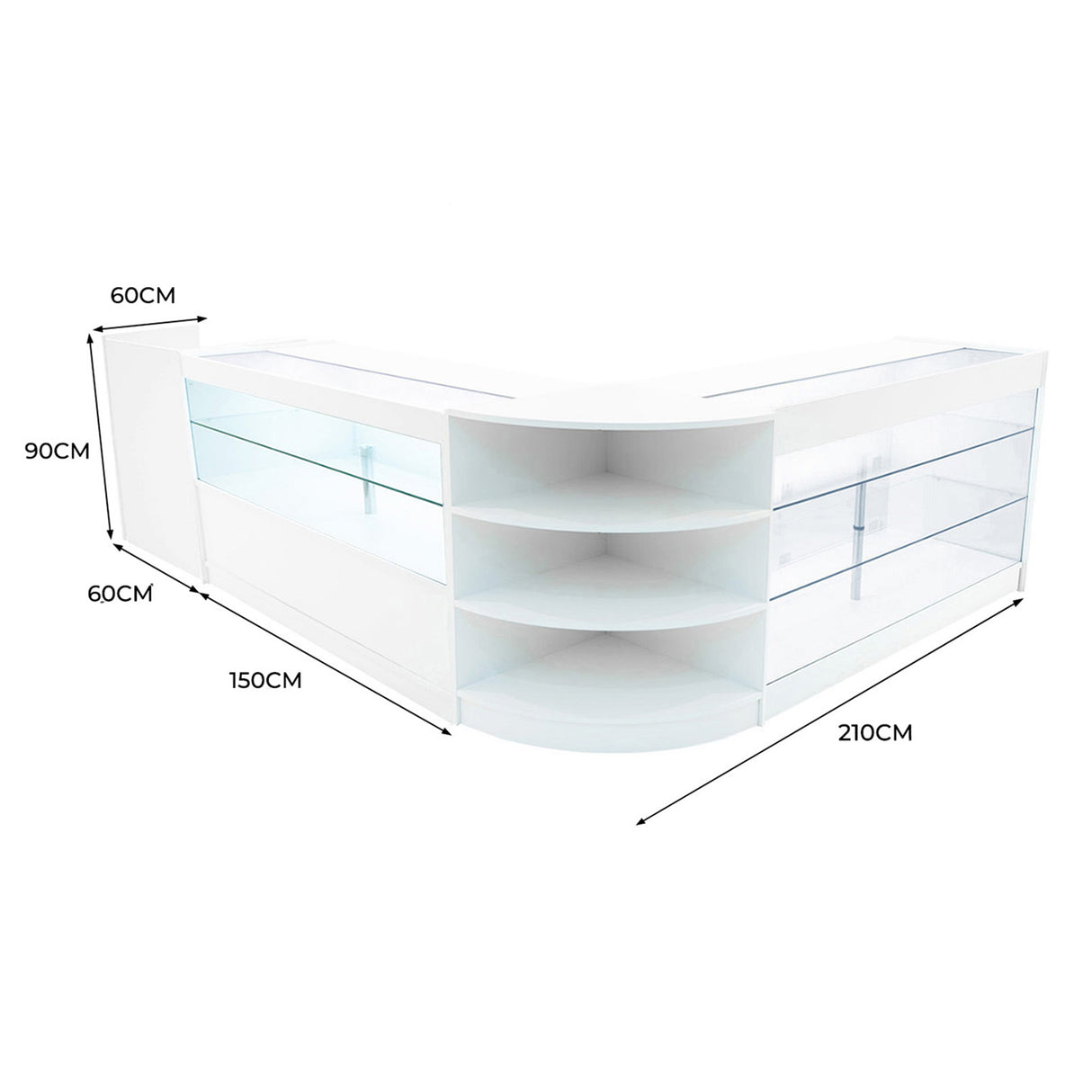 Theia LED Winkel Toonbank Set K1500, C1500, TB60 & LM60 - Wit
