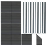 Composiet Schutting Panelen x 9, Schuin Paneel & LED Palen x 10 - Grijs