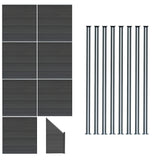 Composiet Schutting Panelen x 7, Schuin Paneel & LED Palen x 8 - Grijs