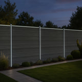 Composiet Schutting Paneel & 2 x LED Palen - Grijs