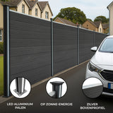 Composiet Schutting Paneel & 2 x LED Palen - Grijs