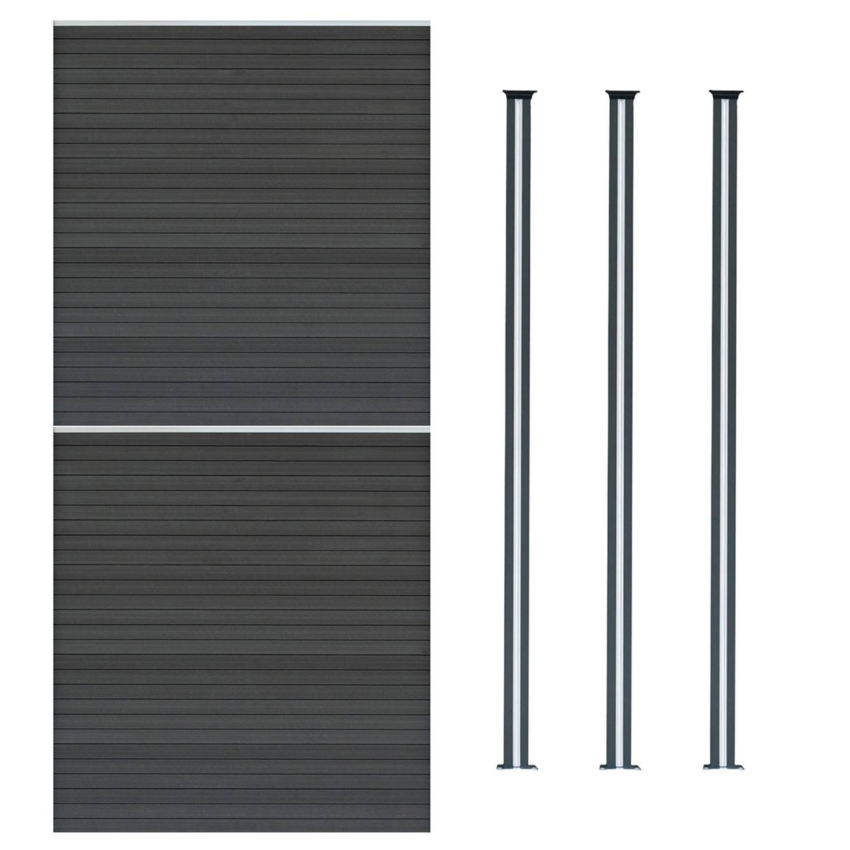 Composiet Schutting Paneel x 2 & LED Palen x 3 - Grijs