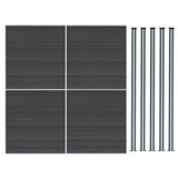 Composiet Schutting Paneel x 4 & LED Palen x 5 - Grijs