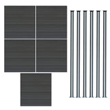 Composiet Schutting Paneel x 5 & LED Palen x 6 - Grijs