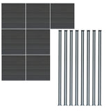 Composiet Schutting Paneel x 7 & LED Palen x 8 - Grijs